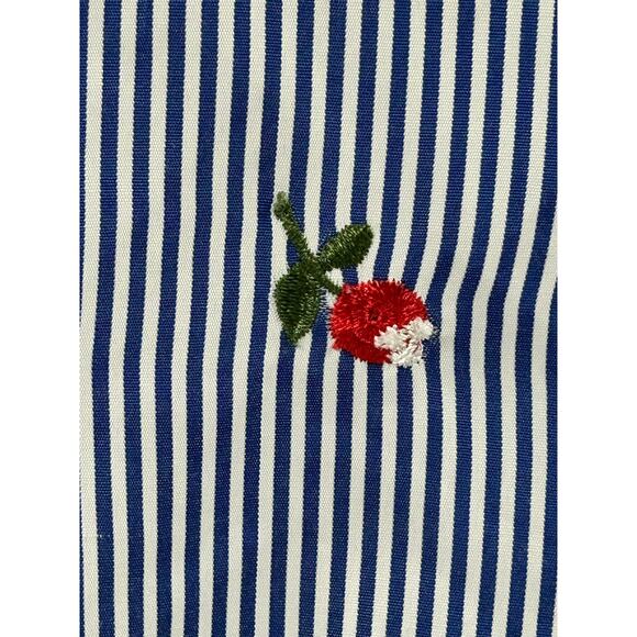 Kontro J Blue & White Stripe Embroidered Flowers Blouse - Medium - Picture 10 of 10